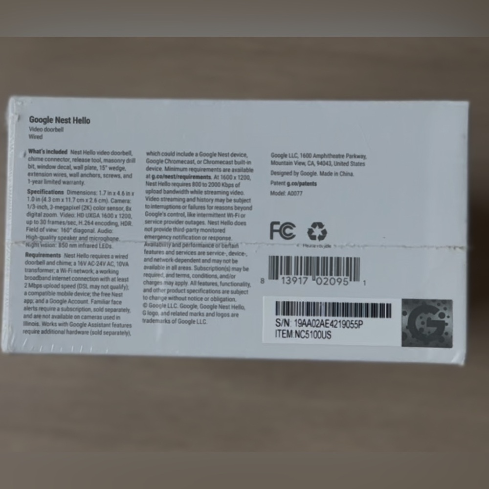 ⚡️Google Nest Hello Video Doorbell  Black - Picture 2 of 4